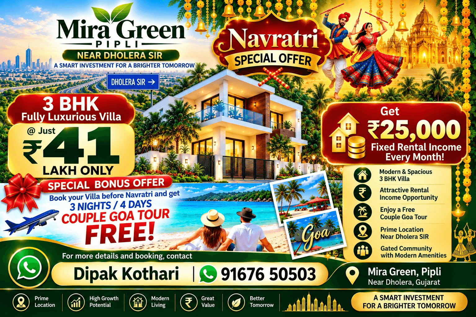 Book your bungalow in Mira Green Project, Pipli near Dholera SIR